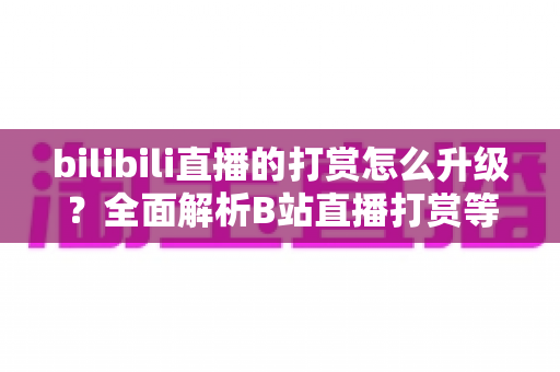 bilibili直播的打赏怎么升级？全面解析B站直播打赏等级提升方法与进阶攻略