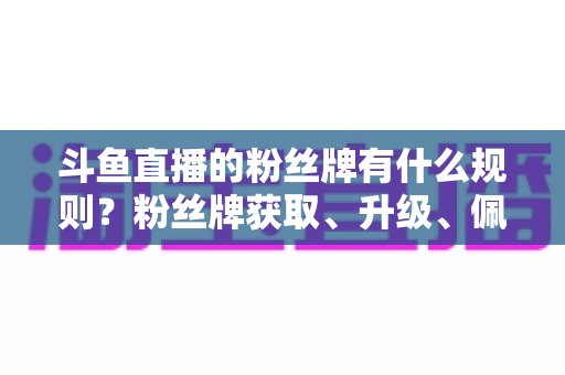 斗鱼直播的粉丝牌有什么规则？粉丝牌获取、升级、佩戴与权益全解析