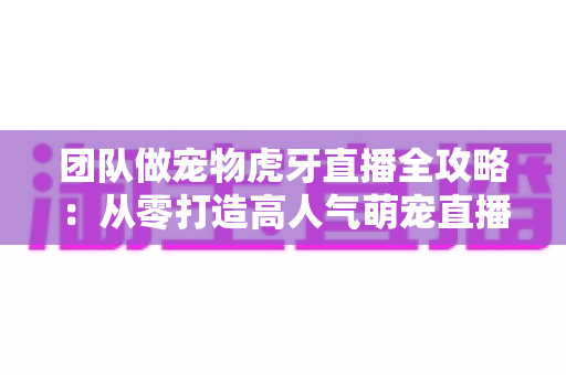 团队做宠物虎牙直播全攻略:从零打造高人气萌宠直播间的实战指南 团队做宠物虎牙直播全攻略:从零打造高人气萌宠直播间的实战指南