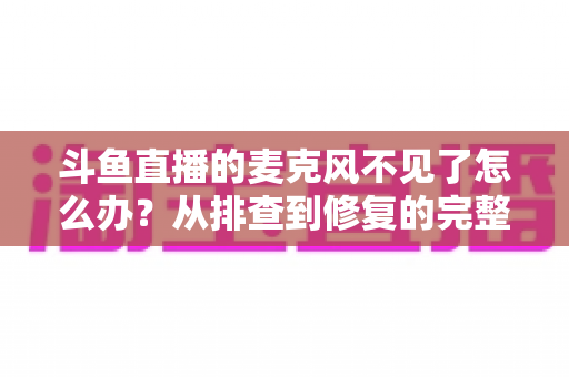 斗鱼直播的麦克风不见了怎么办?从排查到修复的完整实用指南 斗鱼直播的麦克风不见了怎么办?从排查到修复的完整实用指南