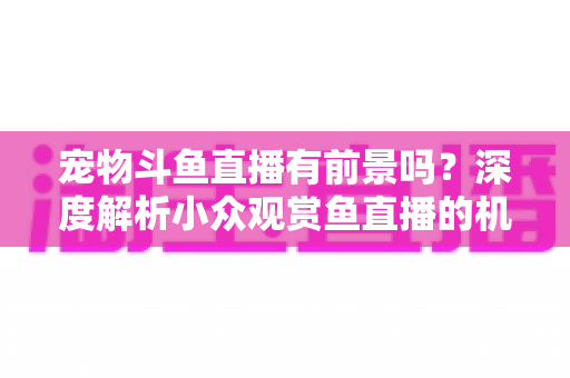 宠物斗鱼直播有前景吗?深度解析小众观赏鱼直播的机遇、挑战与变现路径 宠物斗鱼直播有前景吗?深度解析小众观赏鱼直播的机遇、挑战与变现路径