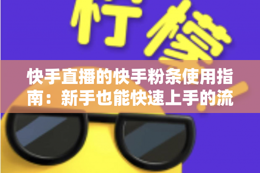 快手直播的快手粉条使用指南：新手也能快速上手的流量增长实战手册