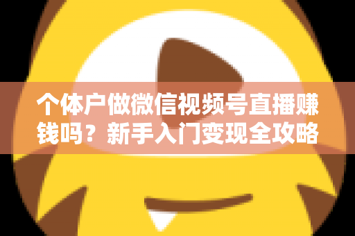 个体户做微信视频号直播赚钱吗？新手入门变现全攻略与真实收益解析