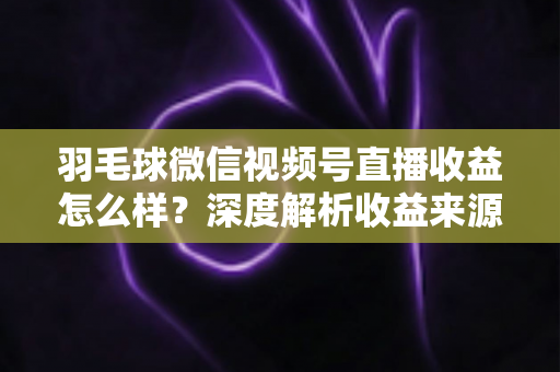 羽毛球微信视频号直播收益怎么样？深度解析收益来源、真实水平与涨粉变现全攻略