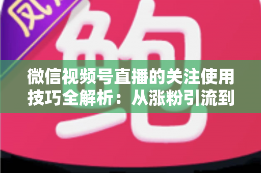 微信视频号直播的关注使用技巧全解析:从涨粉引流到高效观看的实用指南 微信视频号直播的关注使用技巧全解析:从涨粉引流到高效观看的实用指南