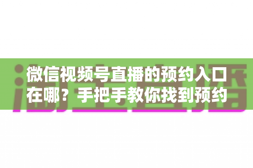 微信视频号直播的预约入口在哪？手把手教你找到预约功能，轻松不错过每一场精彩直播