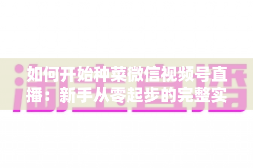 如何开始种菜微信视频号直播：新手从零起步的完整实战指南