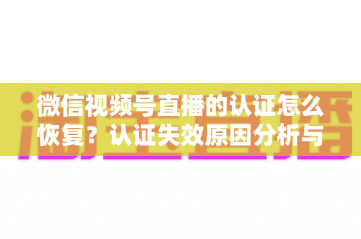 微信视频号直播的认证怎么恢复?认证失效原因分析与恢复全流程指南 微信视频号直播的认证怎么恢复?认证失效原因分析与恢复全流程指南