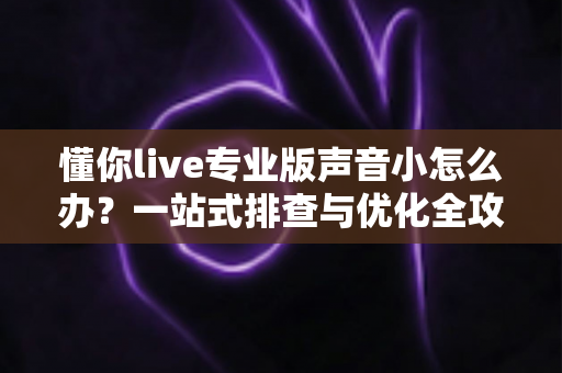 懂你live专业版声音小怎么办？一站式排查与优化全攻略